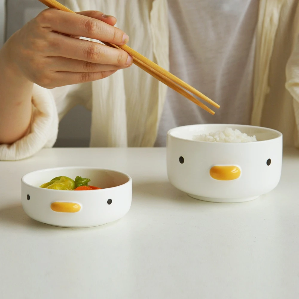 Pure Color Ceramic Rice Bowl Creative Cute Dish