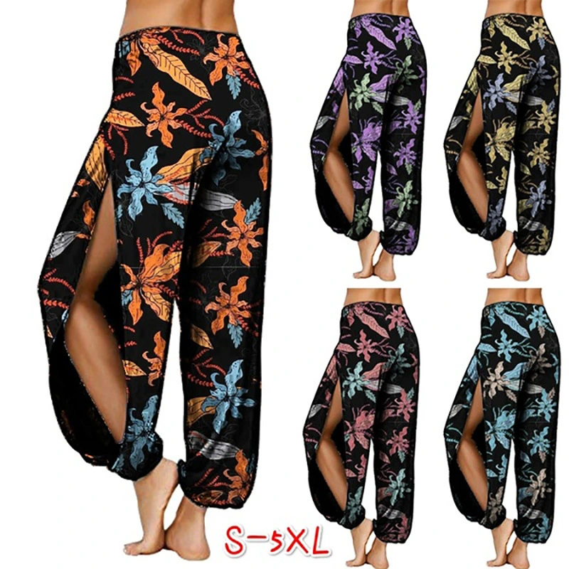 Women's Fashion Printed Harlan Pants With Split Ends