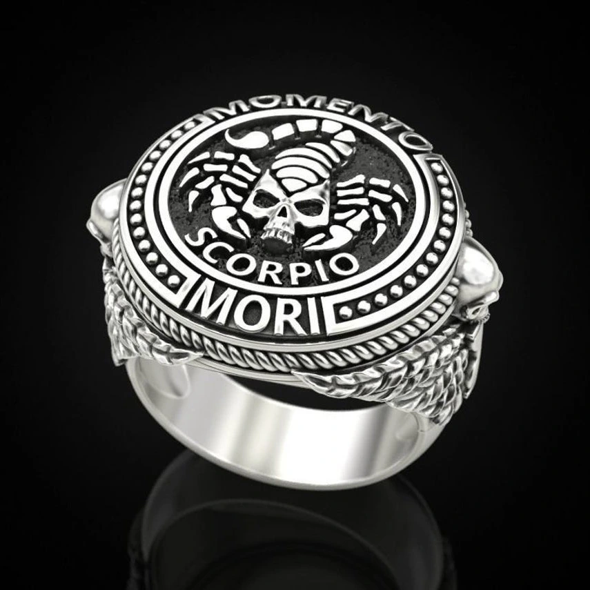 Scorpio Skull Ring Punk Retro