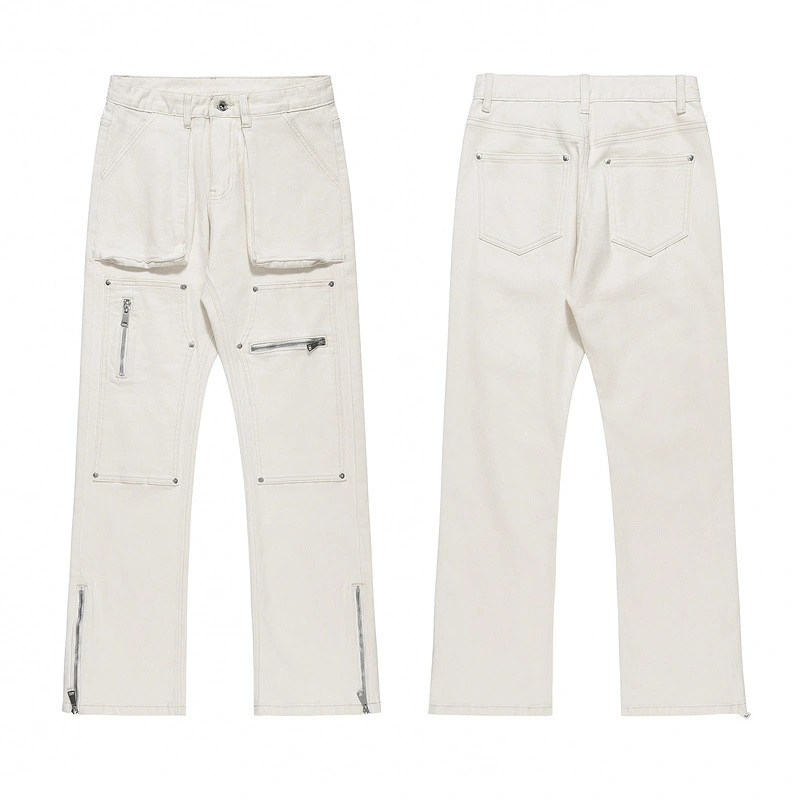 Spliced Nylon Pants Casual Pants Side Sewn With Button Zipper