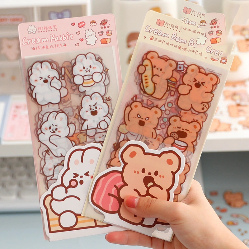 Cute Cream Bear Rabbit Waterproof PET Creative Sticker Package