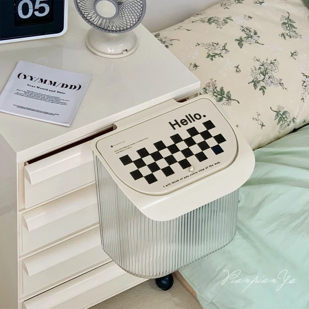 Checkerboard Kitchen Trash Can Wall Mounted With Lid