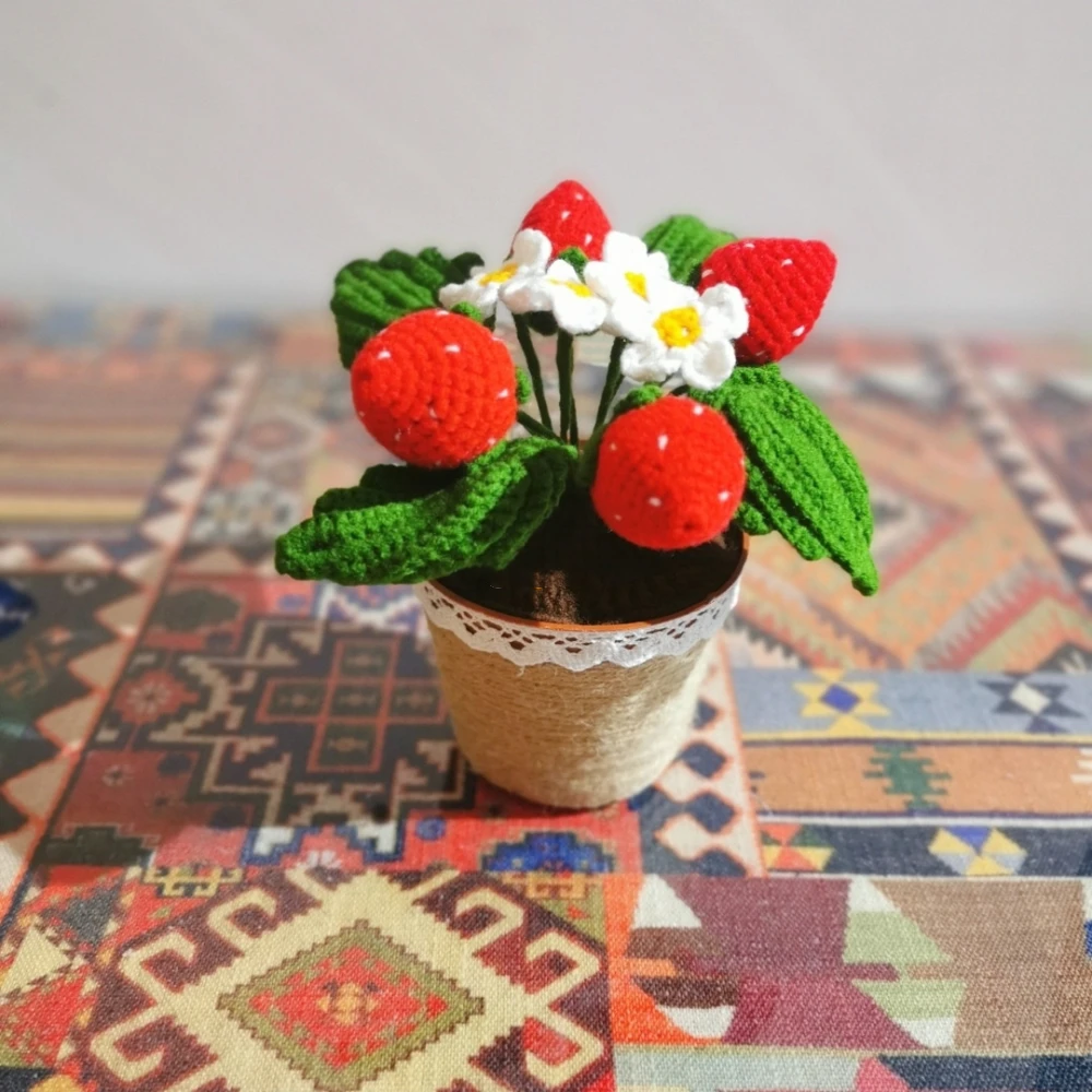 Woolen Strawberry Potted Plant Simulation Handicraft Ornaments