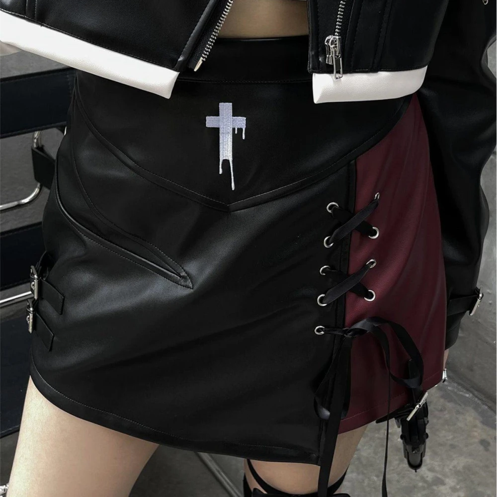 Autumn High Waist Punk Pu Hip Hop Skirt