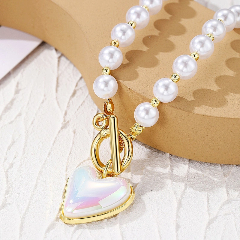 Heart Baroque Girt Pearl Pendant Necklace Gold Beads Pearl Choker Necklace For Women Mother's Day