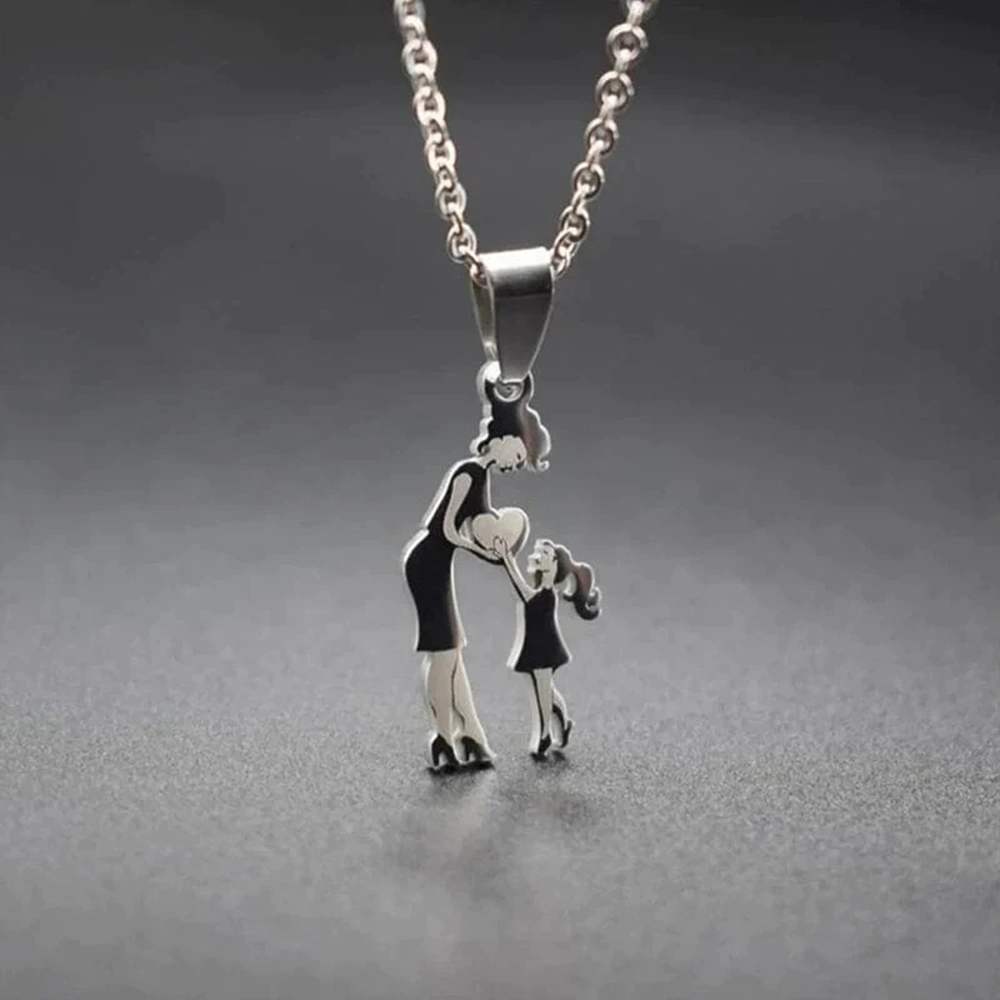 Stainless Steel Mother And Children Necklace Love Mom Son Daughter Pendant Necklace Family Gifts