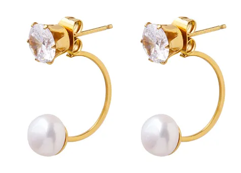 Grandeur Zirconia Pearl Earrings