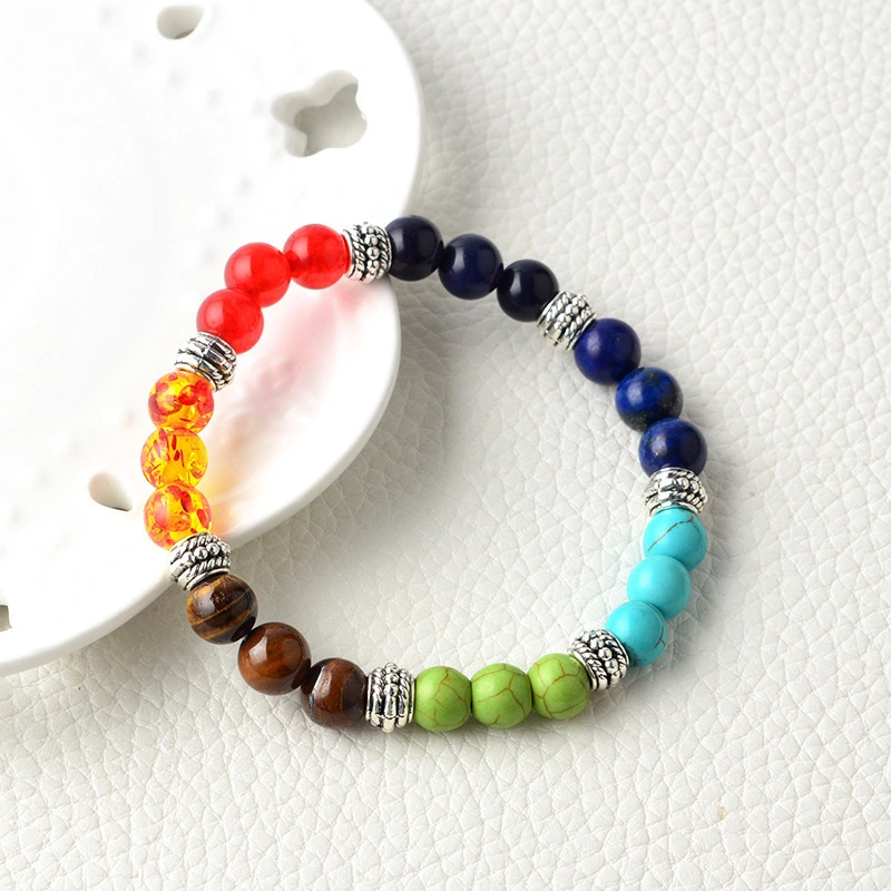 Tiger Eye Stone Lapis Jade Agate Seven Color Bracelet