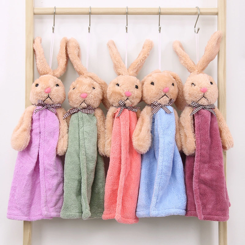 Coral Velvet Hanging Rabbit Towel