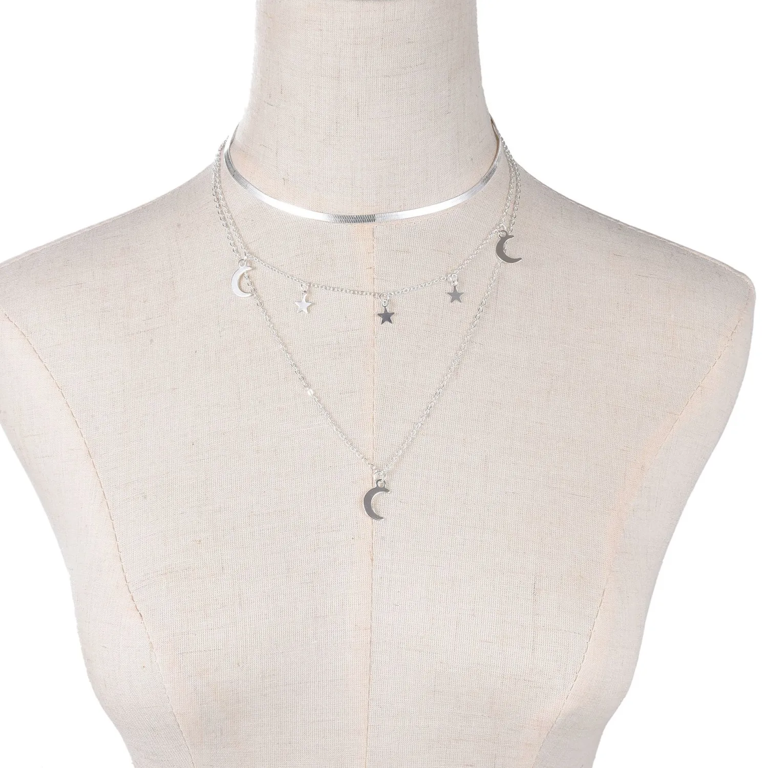 Alloy Pentagram Moon Ladies Necklace