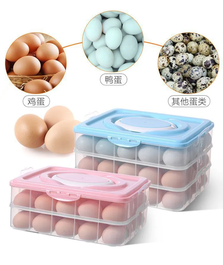 2021 New High Quality 72/48/24 Grids Three/Double/One Layer Egg Organizer Plastic Egg Storage Box Eggs Holder Refrigerator Egg Container Case