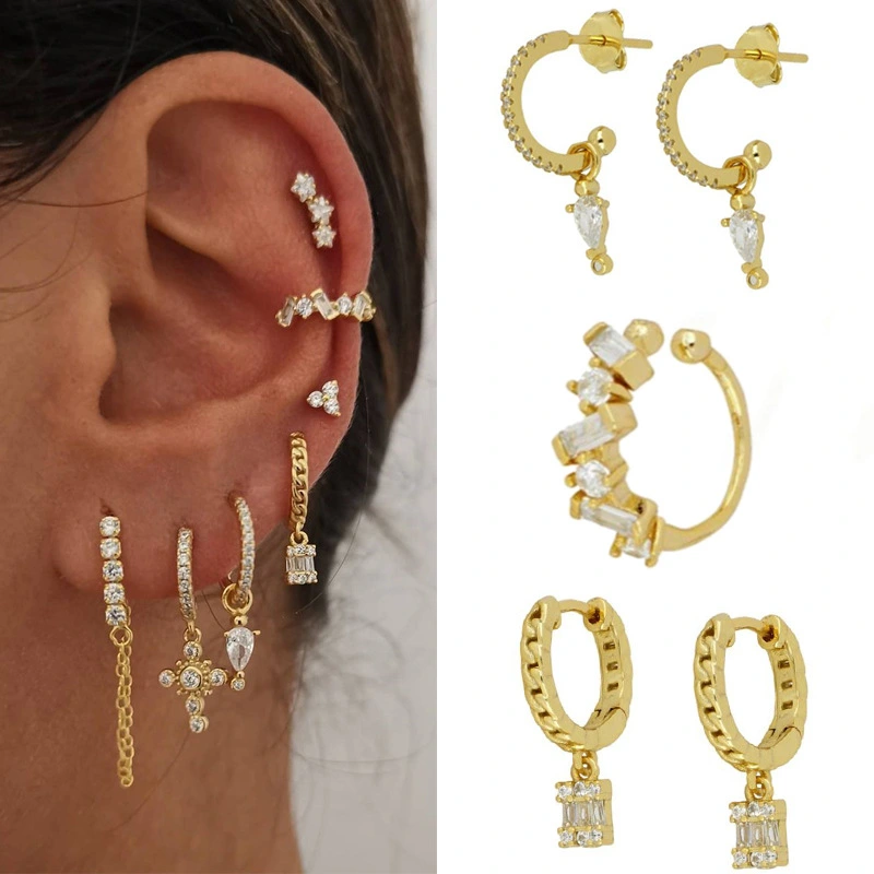 Women's Fashion Earrings With Diamonds And Zirconia