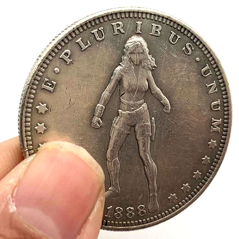 Woman Sniper Antique Bronze Old Silver Medallion