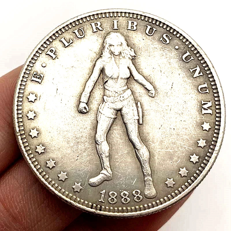 Woman Sniper Antique Bronze Old Silver Medallion