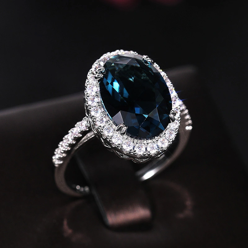 Women's Peacock Blue Zircon Ring