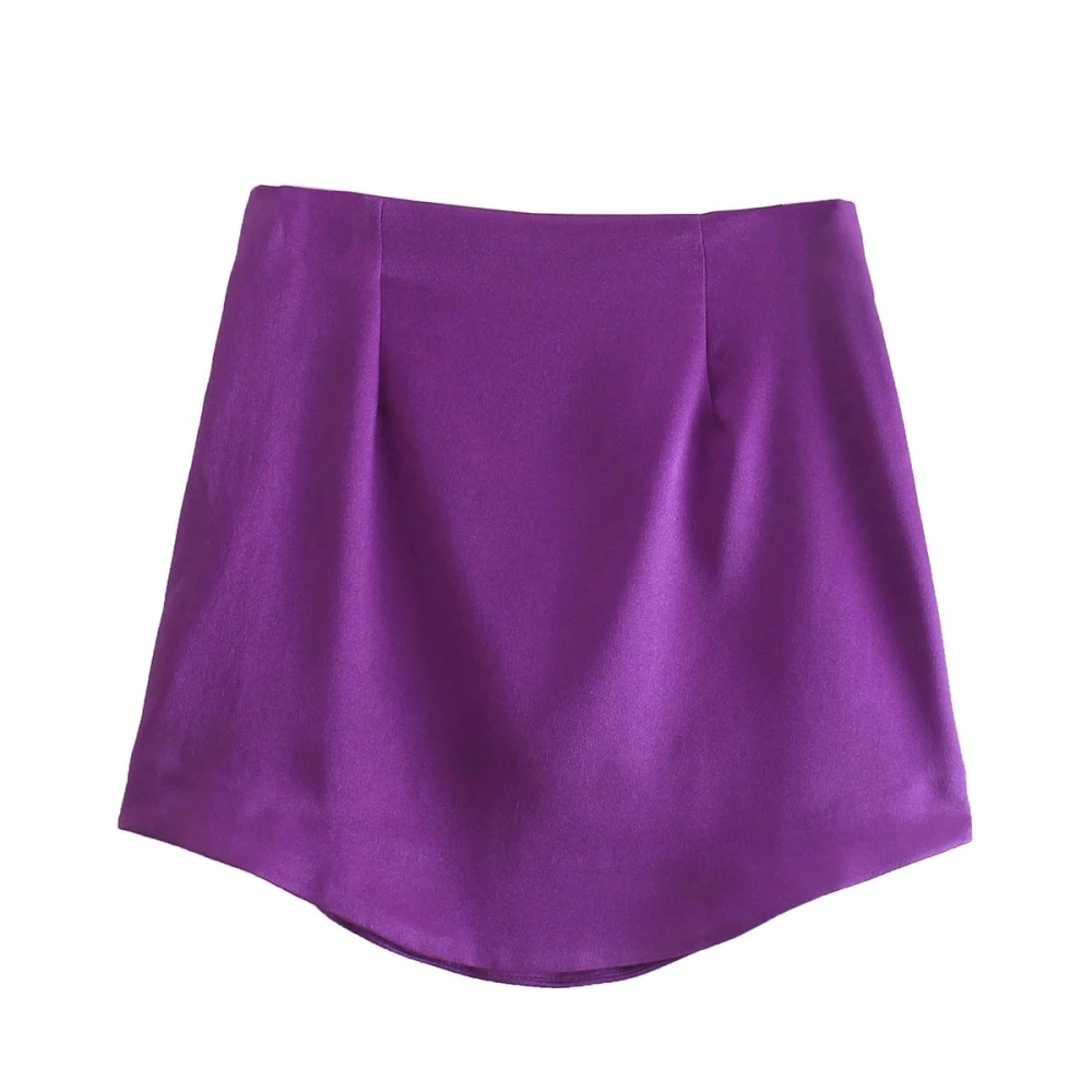 New Purple Glossy Texture Mini Skirt Women's Skirt