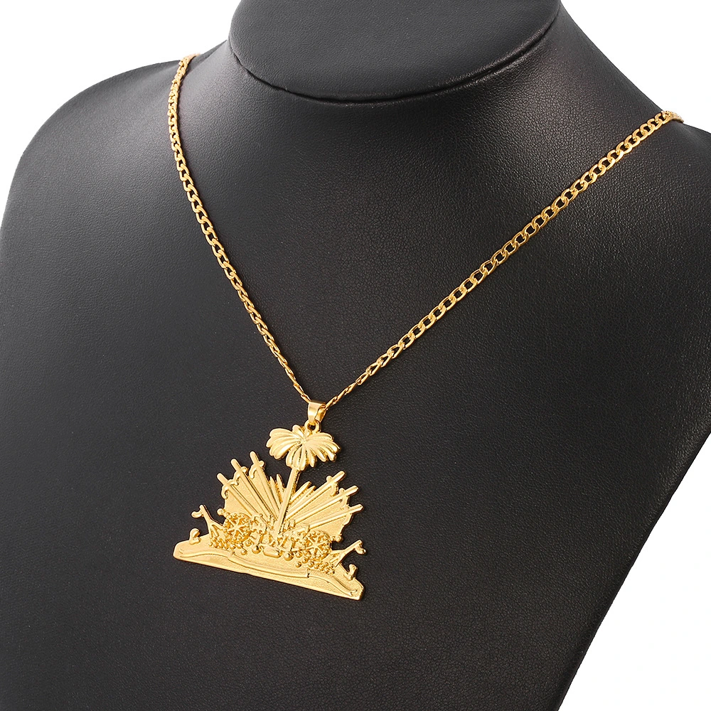 European And American Style Necklace Buckle Coconut Tree Gold Pendant Clavicle Chain