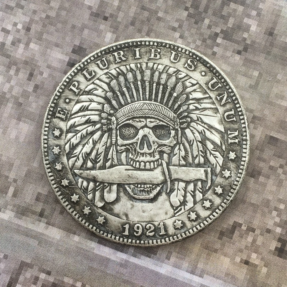 Blowable Silver Dollar Skull Commemorative Coin