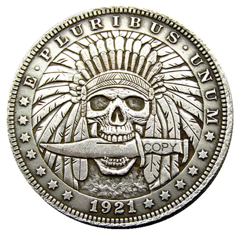 Blowable Silver Dollar Skull Commemorative Coin