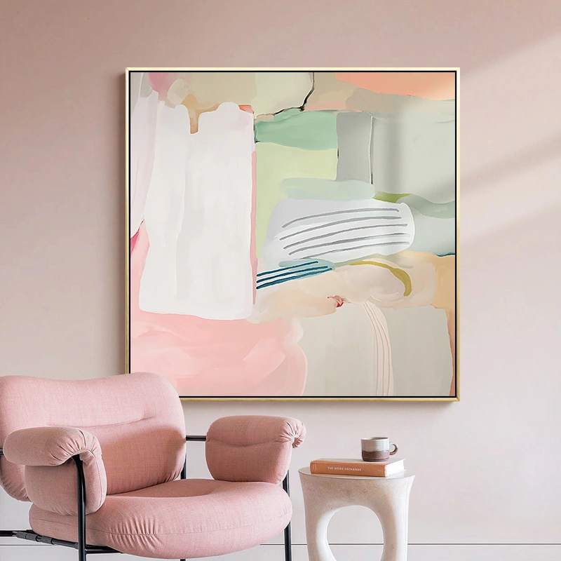 Modern Abstract Pink Nordic Minimalist Decorative Painting