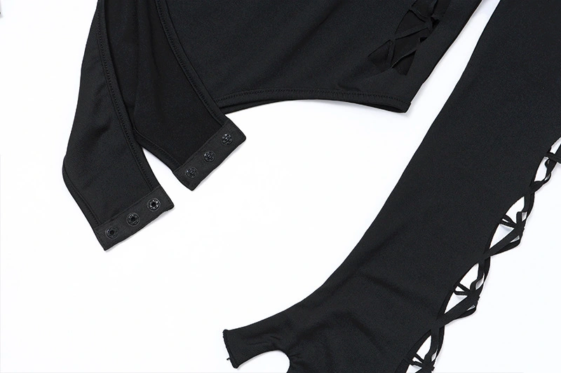 Broken Spider Web High Neck Slim Fit One Piece Girl