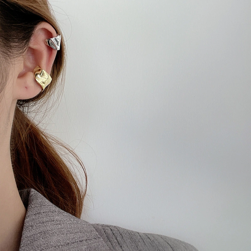 Sterling Silver Geometric Bump Ear Clip