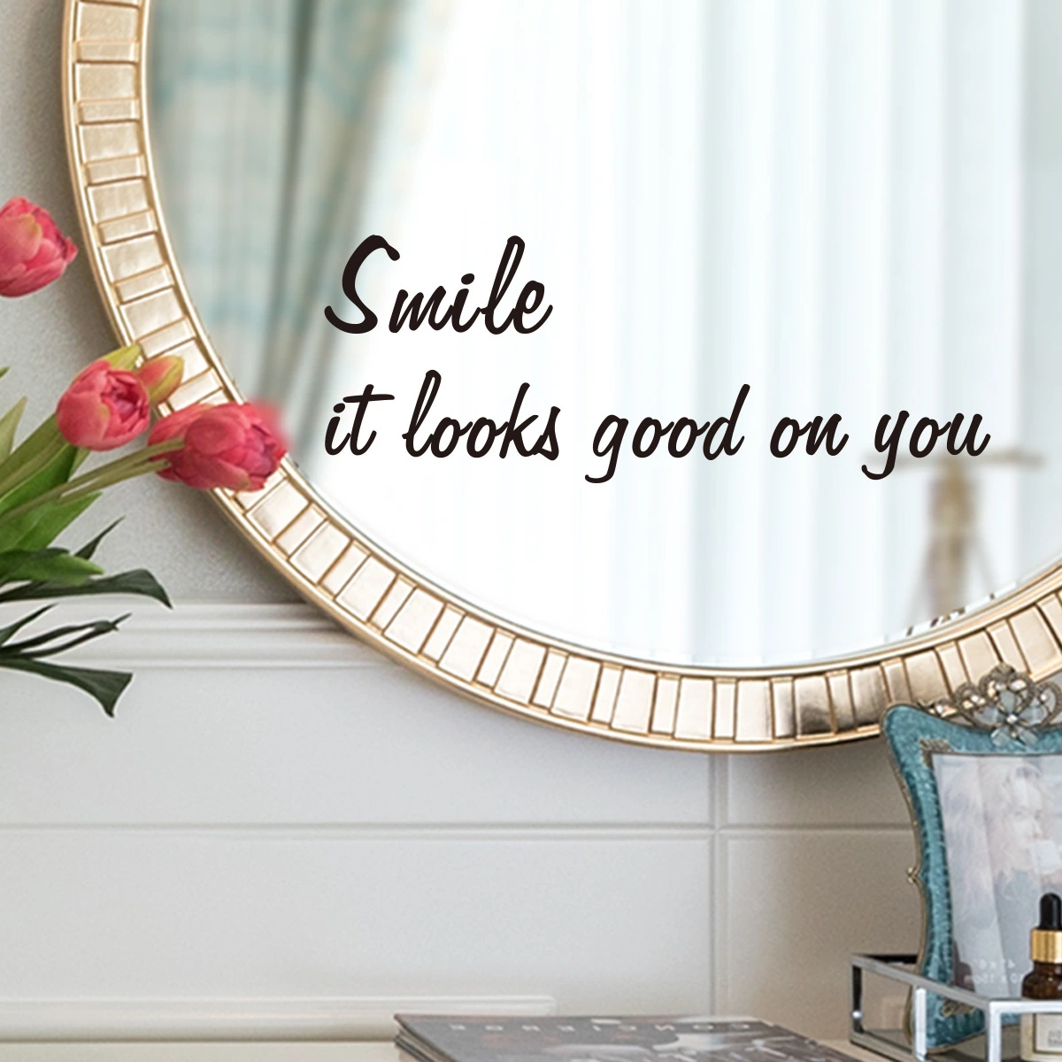 English Slogan Wall Living Room Bedroom Mirror Decorative Sticker