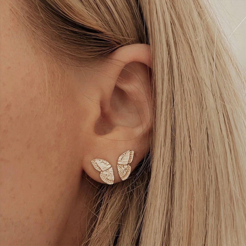 Stud Earrings Butterfly Wings Simple Half Wing