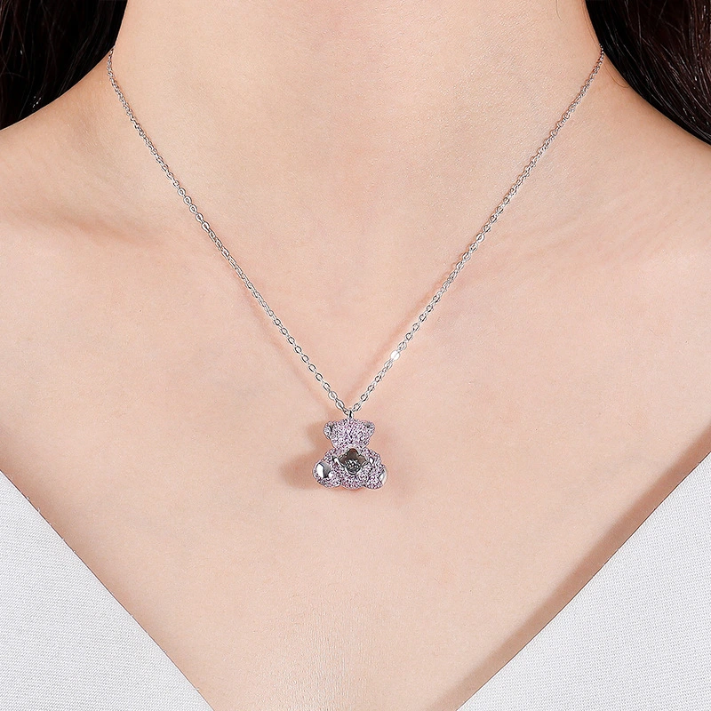 Clavicle Chain Smart Cute Bear Zircon Necklace For Women