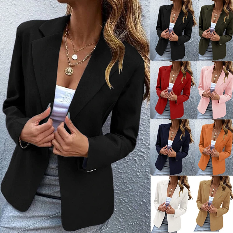 2023 spring new casual long-sleeved solid color one button small suit jacket suit women