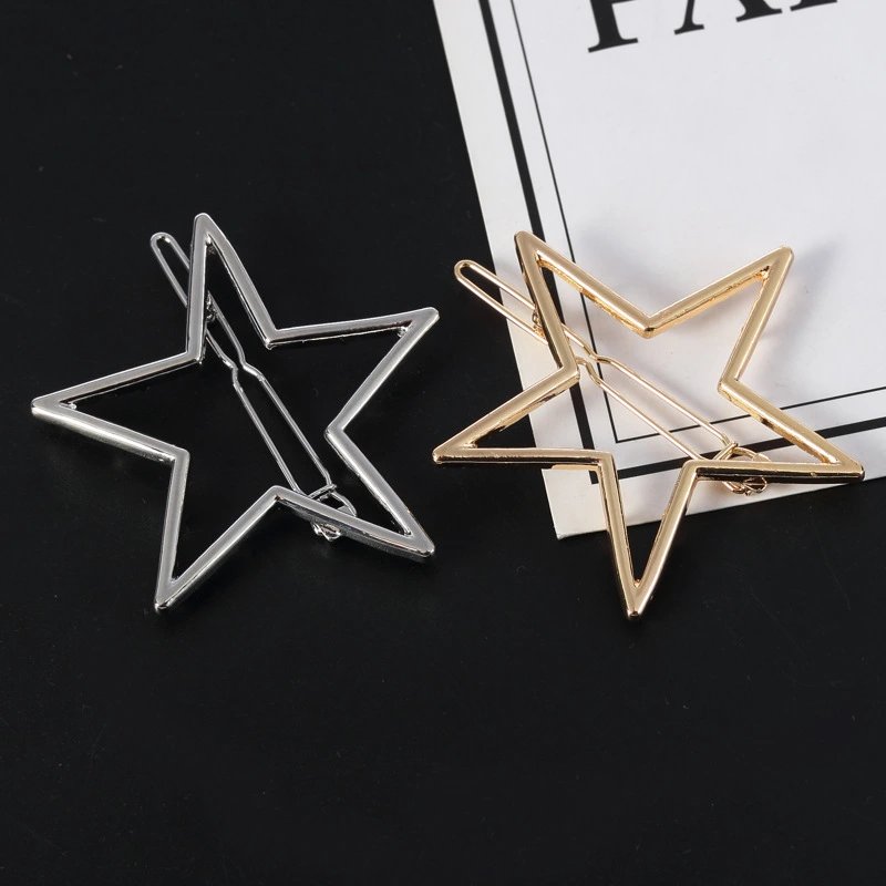 Women's Fashion Glossy Hollow Five-pointed Star Alloy Hair Clip