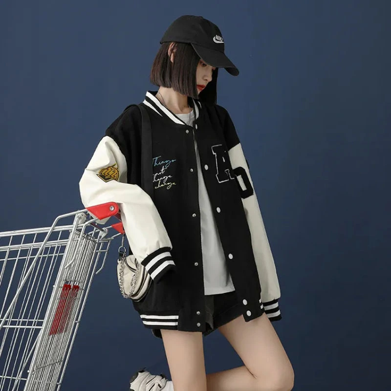 Baseball uniform spring and autumn American style tide brand student high street oversize loose couple wear bear coat jacket