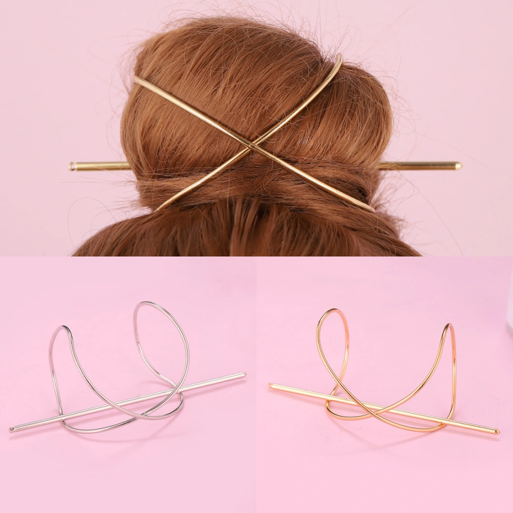 Women's Fashion Irregular Curved Cross Alloy Hairpin