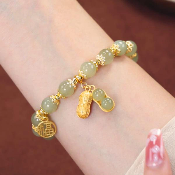 Peanut Hotan Jade Bracelet Female Full String Pendant