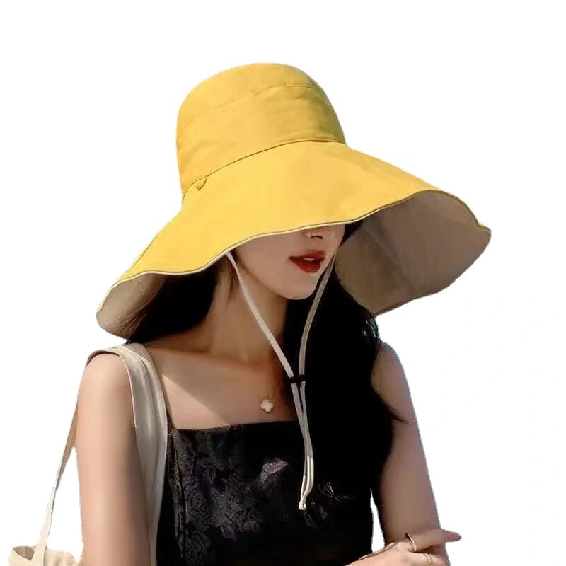 Double-Sided Oversized Brim Sunscreen Fisherman Hat Female