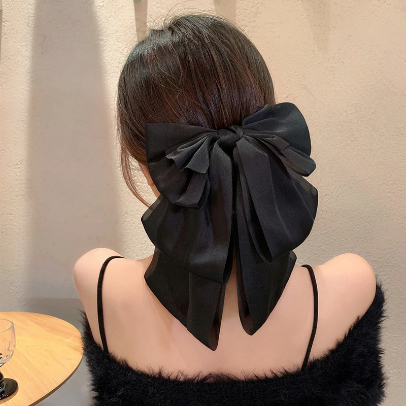 Bow Ribbon Hairpin Headwear Simple Elegant Satin Spring Clip Fixed Hair Clip Ret