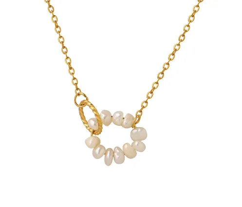 Solara Pearl Wreath Gold Necklace