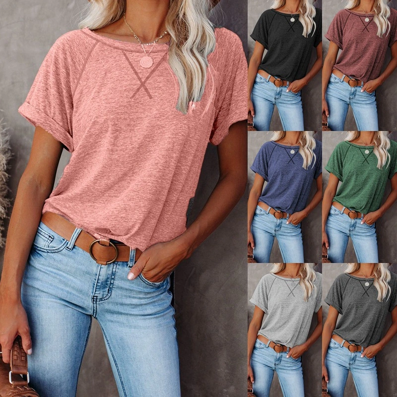 2023 Hot Selling Women's Solid Short Sleeve Street Fashion T-shirt