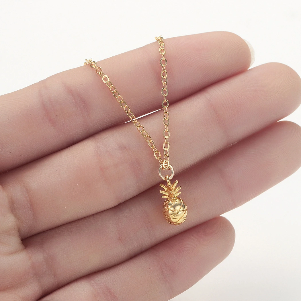 Women's Fashion Temperament Stainless Steel Fruit Pineapple Shape Pendant Necklace