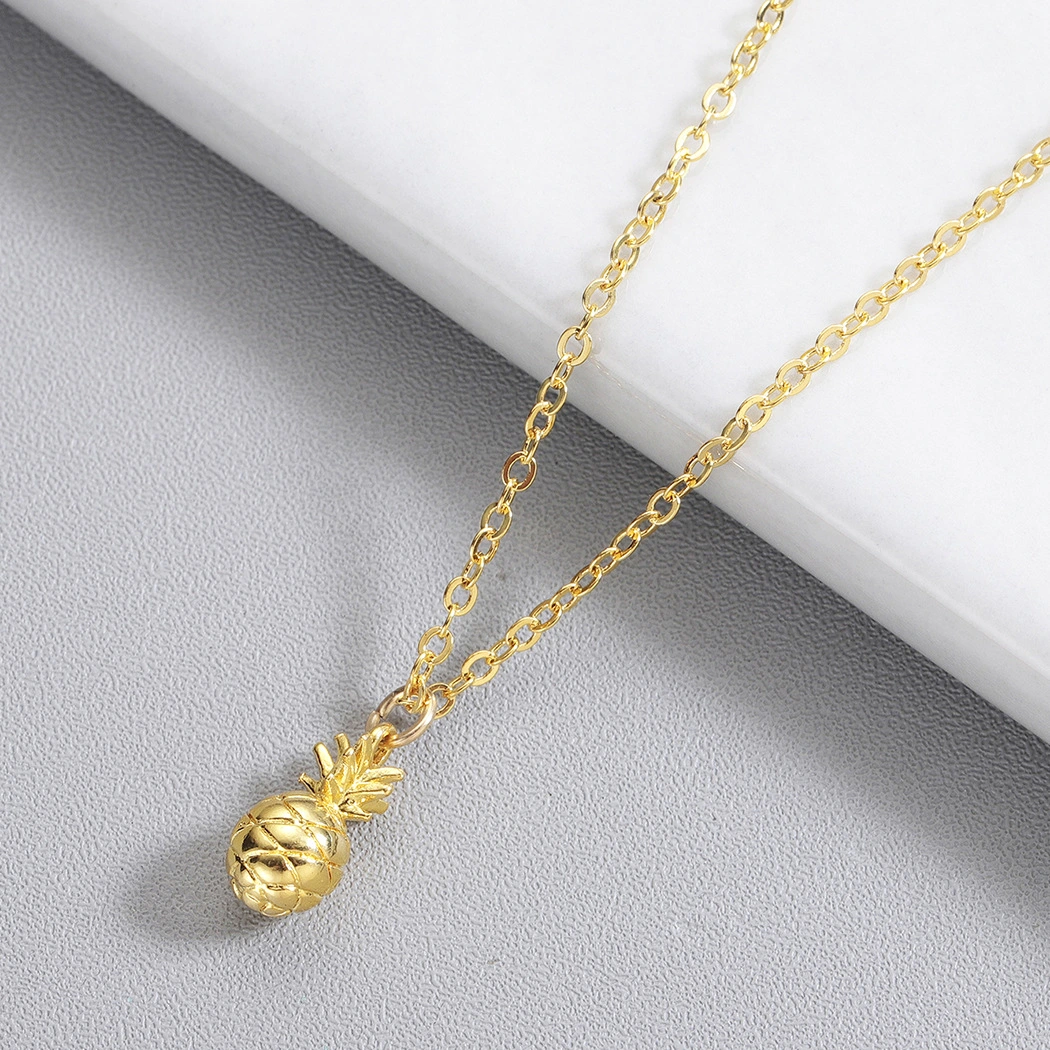 Women's Fashion Temperament Stainless Steel Fruit Pineapple Shape Pendant Necklace