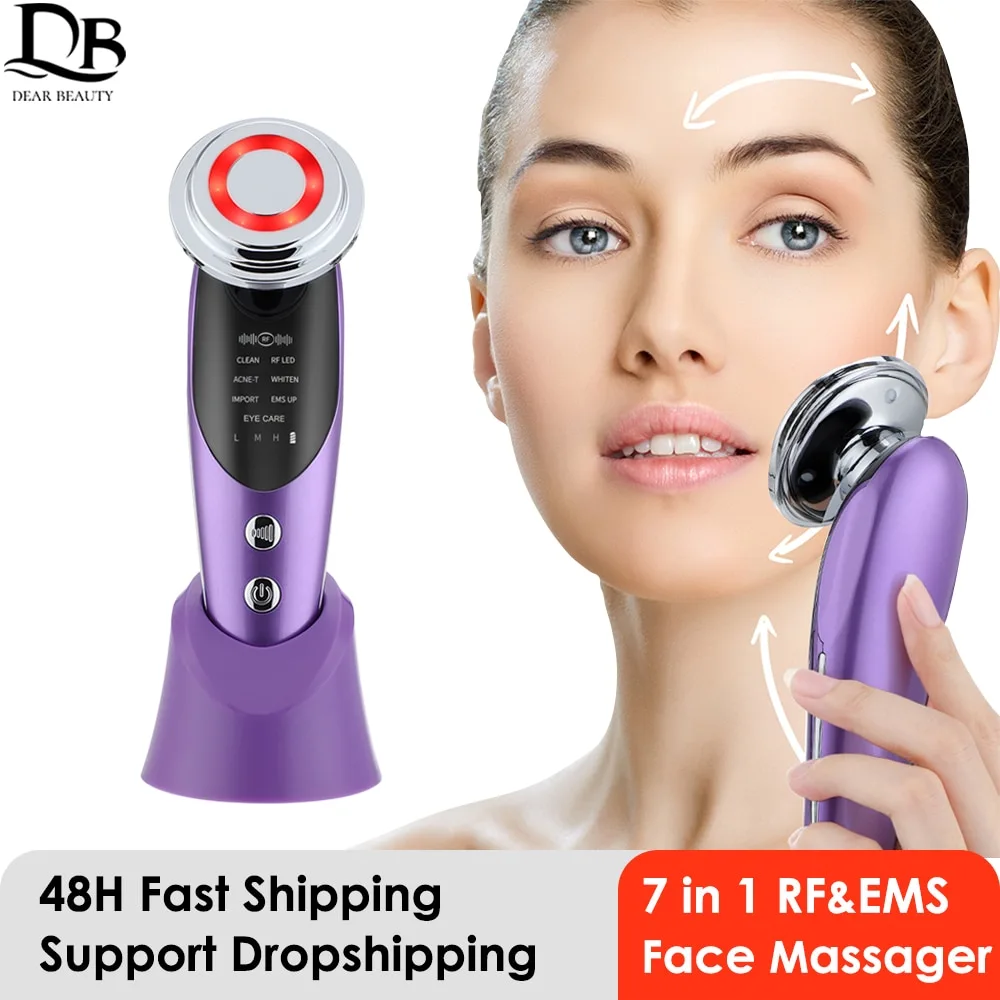 7 in 1 Face Lift Devices EMS RF Microcurrent Skin Rejuvenation Facial Massager Light Therapy Anti Aging Wrinkle Beauty Apparatus