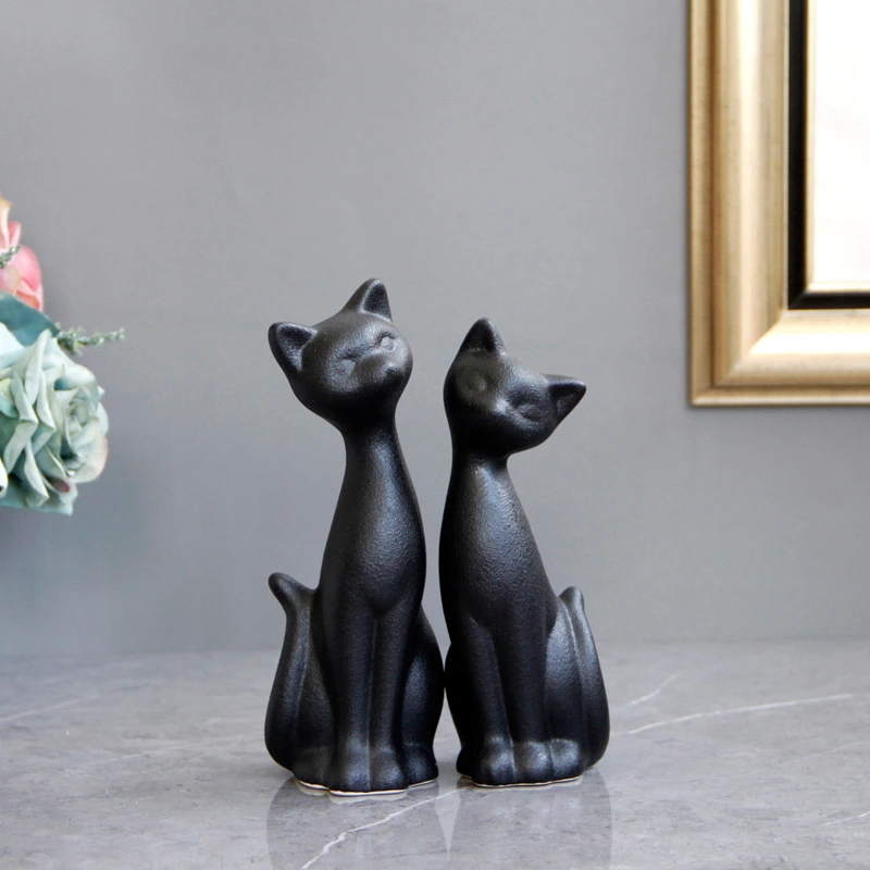 Ceramic Cat Ornaments A Pair Of Home Decoration Ornaments