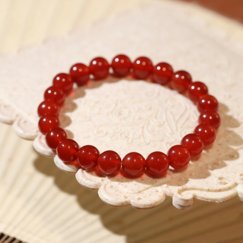 Men's And Women's Fashion Single Circle Red Agate String