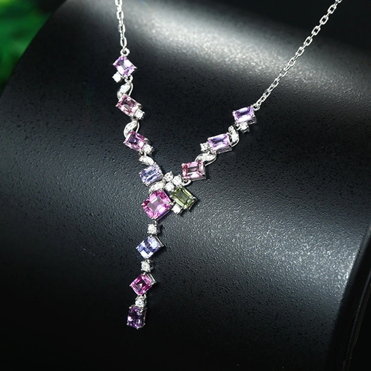 Lavender Diamond Tourmaline Set Chain