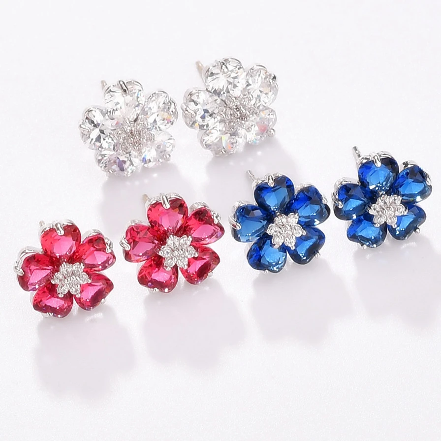 Women's Love Petal Zircon Earrings