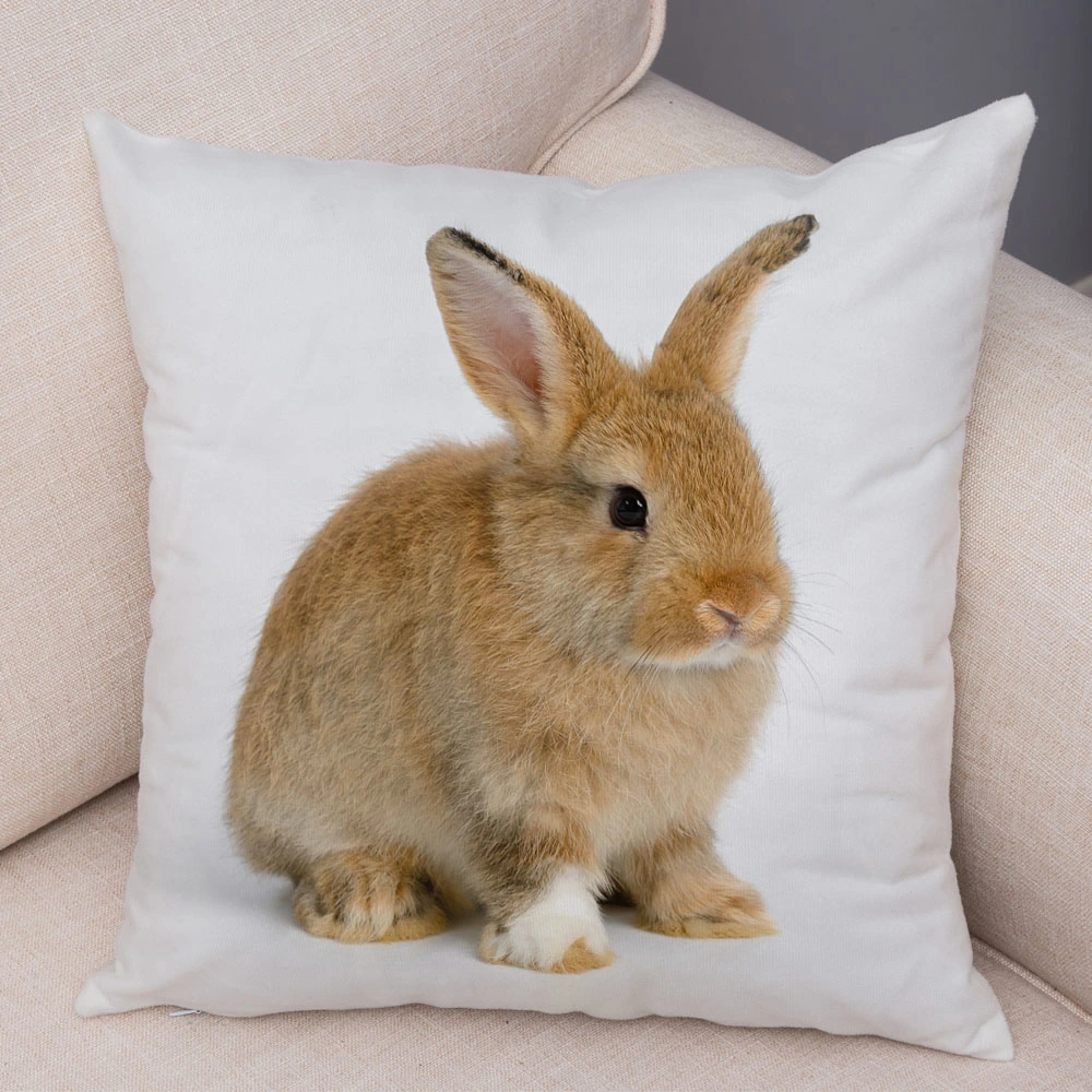 Rabbit Pattern Linen Cushion Cover