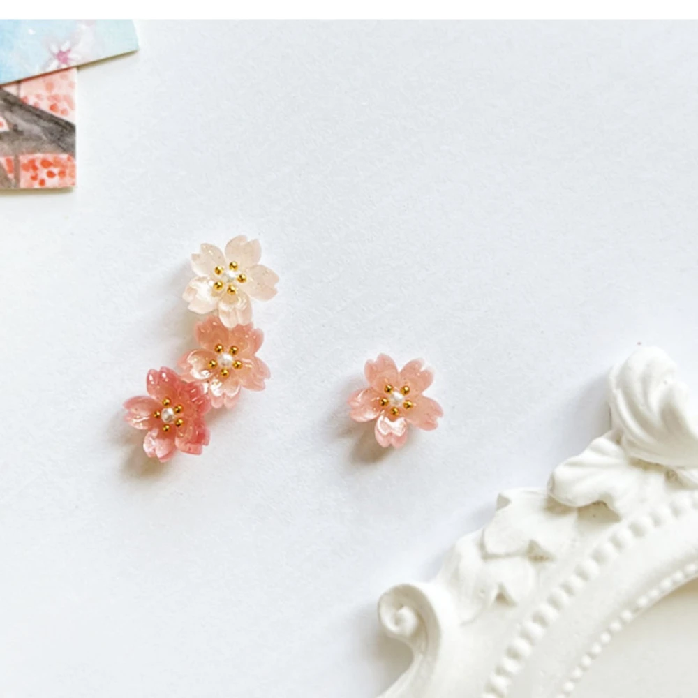 Mini  Asymmetric Cherry Blossom Earrings 925 Sterling Silver