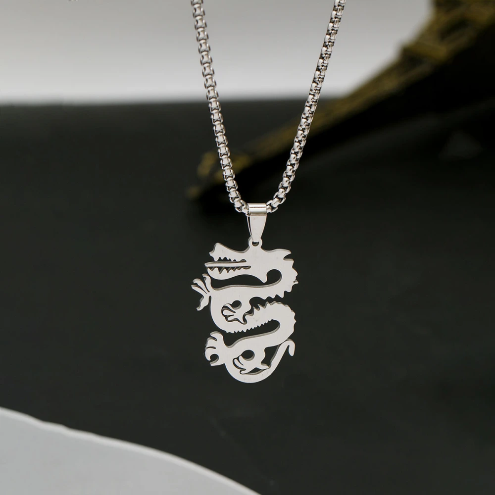 Fashion Steel Dragon Necklace Versatile For Men And Women