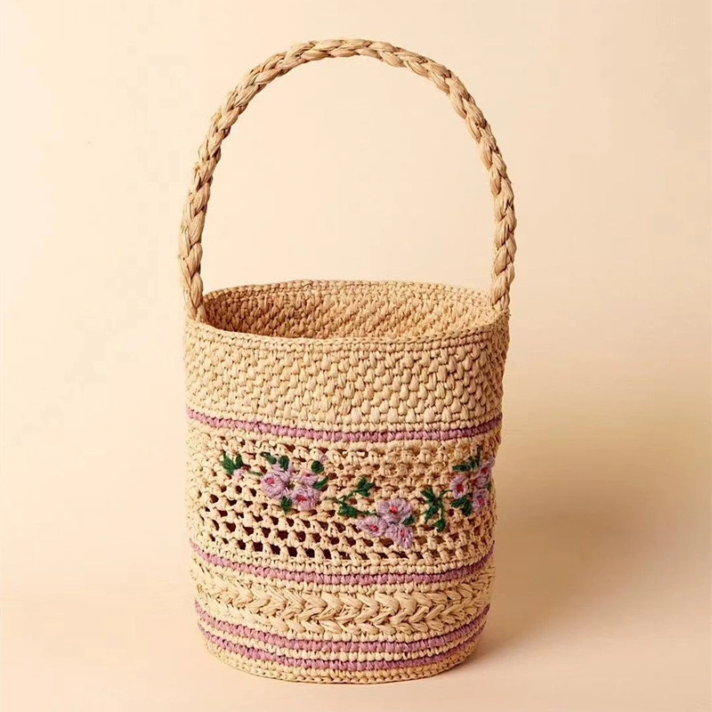 Raffia Woven Bag Embroidered Straw Woven Handbag Female