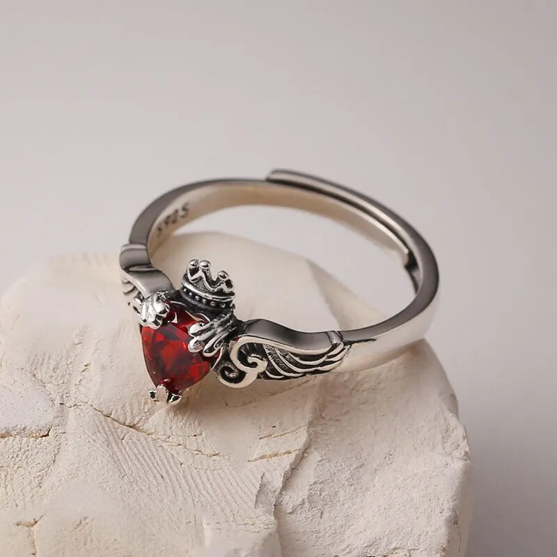 Vintage Heart Shaped Zircon Ring Female
